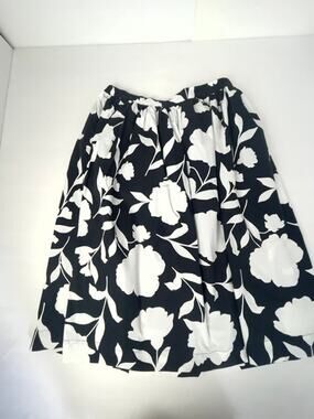 Kate Spade New York x Target Black White Floral Midi Skirt Pockets Size L